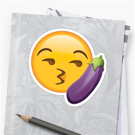 kissy eggplant secret emoji funny internet meme sticker by secretemojis redbubble