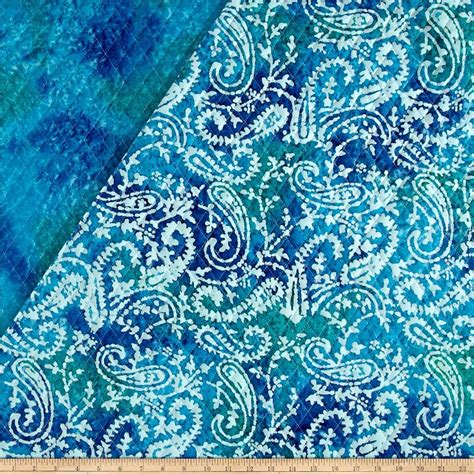 Double Face Quilted Indian Batik Paisley Bluegreen From Fabricdotcom