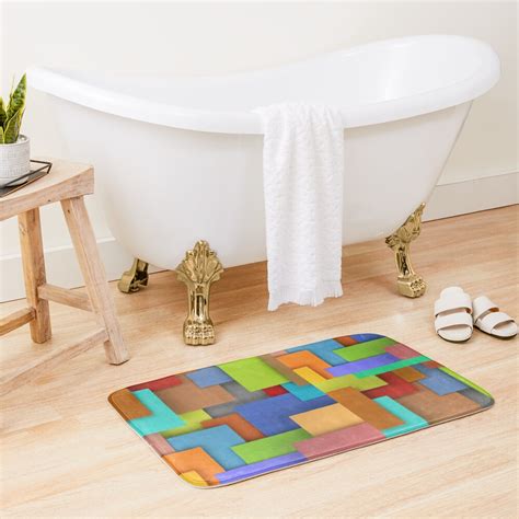 Discover bath mats to brighten your day at urban outfitters. 'Modern colorful square art' Bath Mat by Ross-Sergey in ...