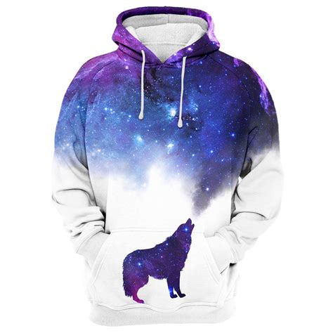 Wear Our One Of A Kind Galaxy Howling Wolf Hoodie With Custom Made