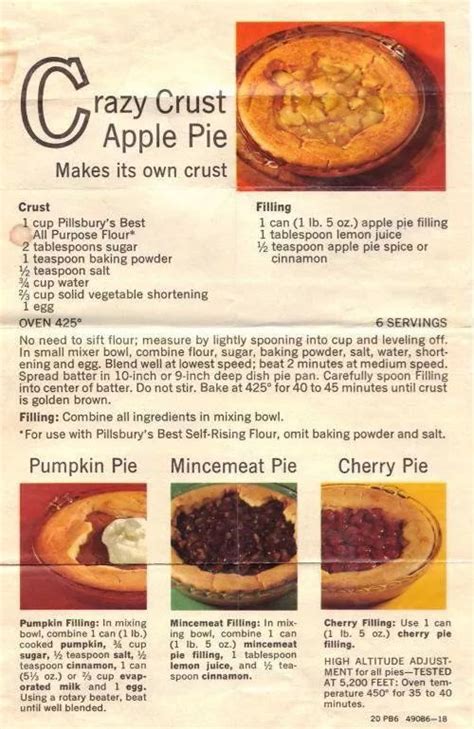 This pie crust recipe uses just a few simple ingredients and turns out perfect every time. Crazy pie crust vintage recipe | Food recipes, Apple pie ...