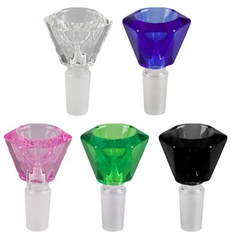 Faceted Herb Bowl Slides 14mm Male Colors Vary