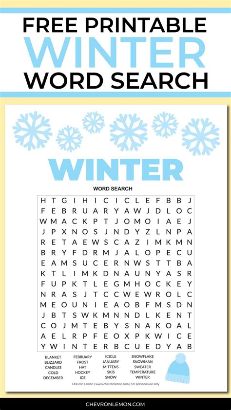 Free Printable Winter Word Search Puzzle Winter Words Winter Word