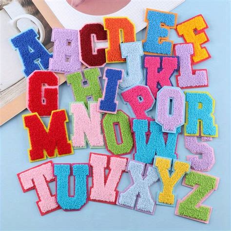 26pcs Colorful Chenille Letters A Z Iron On Patch Letters Patch Words
