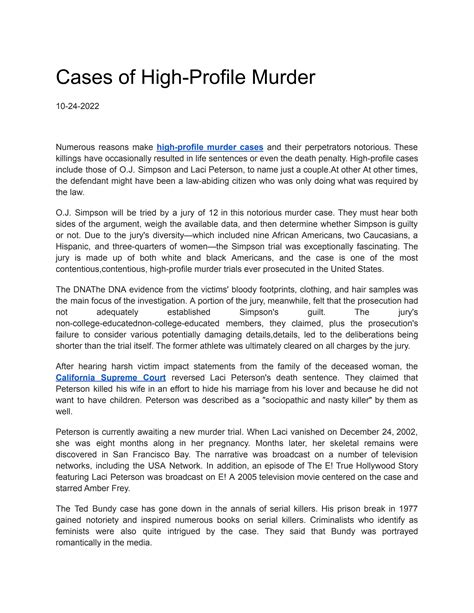 cases of high profile murder by tim lohmar issuu