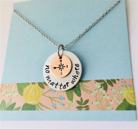 No Matter Where Necklace Hand Stamped Sisters Necklace Best Etsy