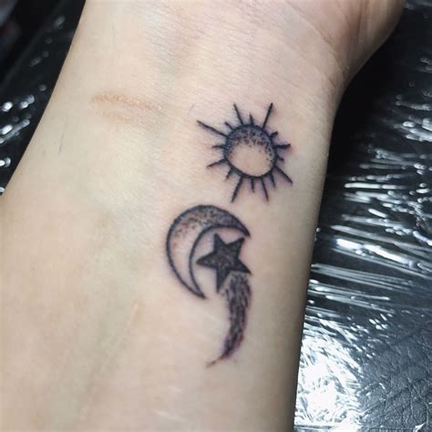 Sun And Moon Semicolon Tattoo On My Forearm Near My Wrist