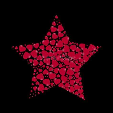 Star Shape Filled With Hearts On A Black Background Vector