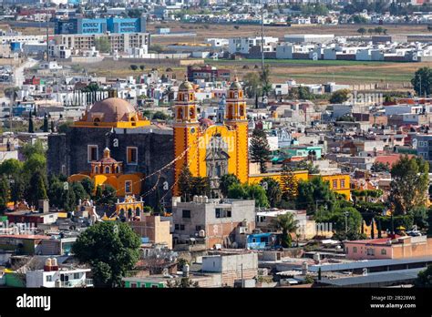 View Of Downtown Of Cholula Near Puebla Mexico Latin America Stock