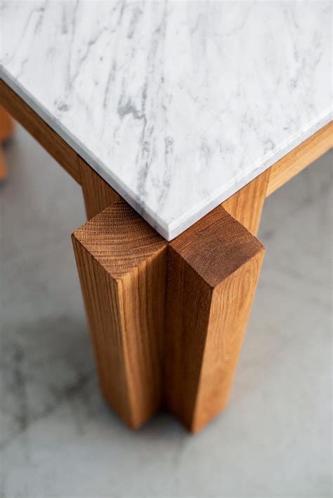 White marble coffee table 30 inch, geometrical design center table, kitchen table, eating table, home and living decor. Atelier Orange Oak and Marble Coffee Table For Sale at 1stdibs
