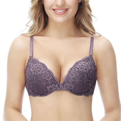 Deyllo Women S Sexy Lace Push Up Padded Plunge Add Cups Underwire Lift