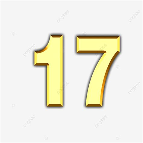 17 Clipart Transparent Background Numerical Digit Golden 17 Seventy