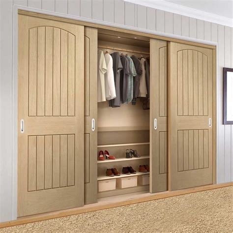 Four Sliding Wardrobe Doors And Frame Kit Sussex Oak Door Lining