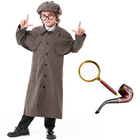 Fun Shack Kids Detective Costume Brown Victorian Historic Kids