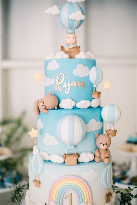 hot air balloon dessert table for an amazing 1st birthday party | Boys