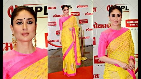 Kareena Kapoor Looks Stunning In Yellow Saree At Lokmat Maharashtrian Of The Year Awards 2018