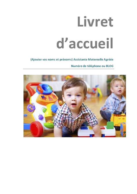 Livret d'accueil, Assistante maternelle, Contrat assistante maternelle