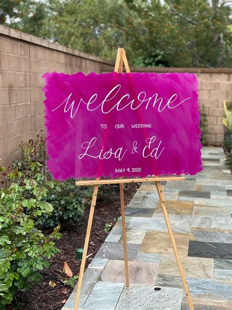 Back Painted Acrylic Wedding Welcome Sign Welcome To Our Etsy