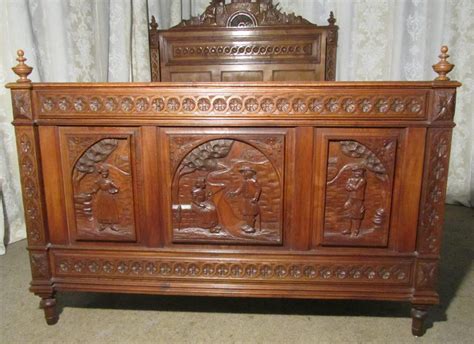 Plywood double bed oak wood murphy bed, size: French Carved Oak Marriage Double Bed - Antiques Atlas