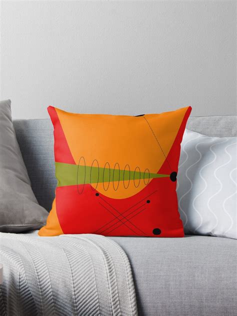Mid Century Modern Abstract In Orange Throw Pillows By Gail Gabel