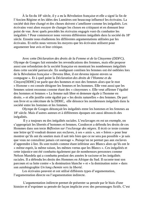 Dissertation sur olympe de Gouges | Dissertation Français | Docsity
