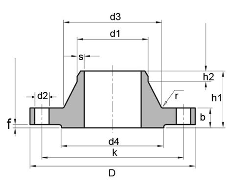 Din 2634 Pn25 Welding Neck Flange Dimensions Technical Drawings Weight