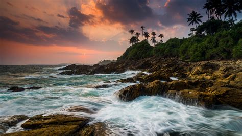 Sunset On The Rocky Shore Tangalle Sri Lanka Windows 10 Spotlight