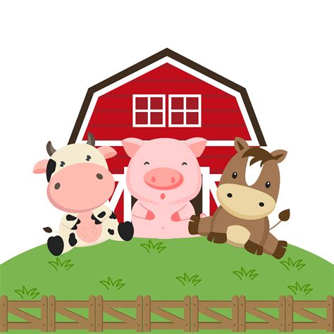 Farm Animals Cartoon Cow Pig And Horse In The Farm 671226 Vector Art
