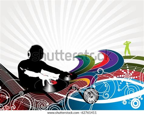 Vector Illustration Dj Man Playing Tunes Stock Vector Royalty Free