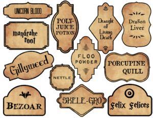 Homemade labels for your potion bottles in different sizes. Harry Potter Potion Labels Printable | Paper Trail Design