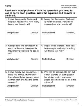 Math busters word problems reproducible worksheets are designed to help teachers, parents, and tutors use the books from the math busters word problems series in the Word Problems (Multiplication & Division) | Printable Skills Sheets