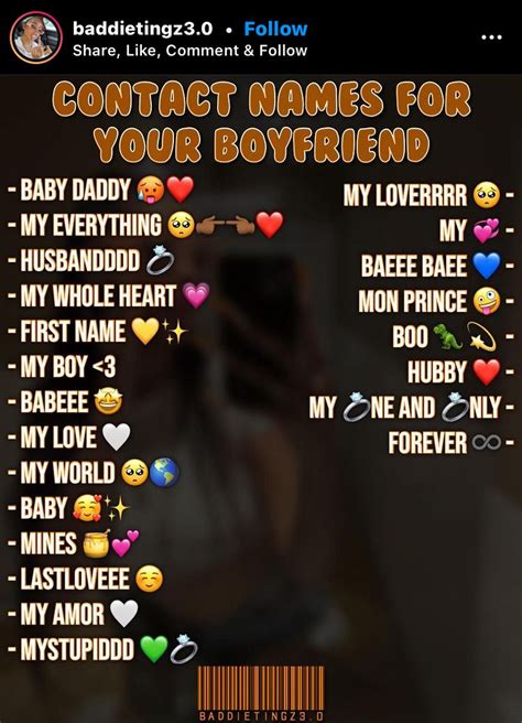 Pin By Spamss On Girl Life Hacks Cute Names For Boyfriend Contact