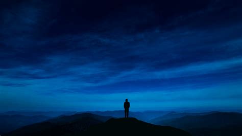 The Man Standing On Night Mountain With Stock Footage Sbv 327977650