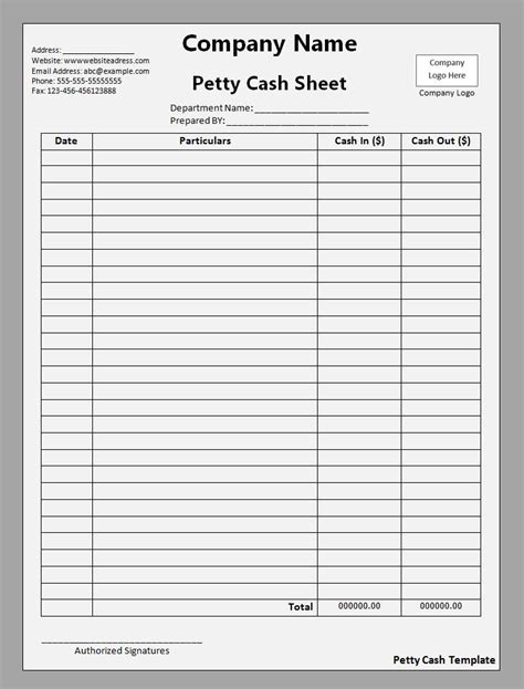 petty cash template  word templatesfree word templates