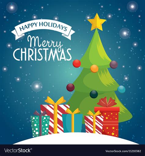 Happy Holidays Card Merry Christmas Pine Balls Vector Image