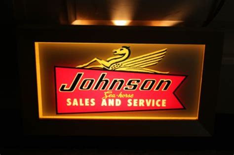 Johnson Outboard Motor Dealer Lighted Vintage Sign 1950s Rare Marine