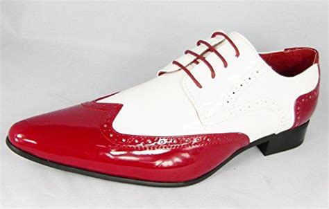 Mens Black Red And White Leather Lined Patent Party Formal Dress