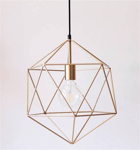 Shop wayfair for all the best geometric gold pendant lighting. Gold Pendant Light Minimal Chandelier Lighting Geometric Polyhedron Ceiling Light Metal Cage ...