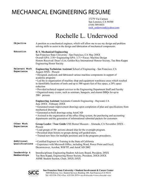 Mechanical Resume How To Draft A Mechanical Resume Download This