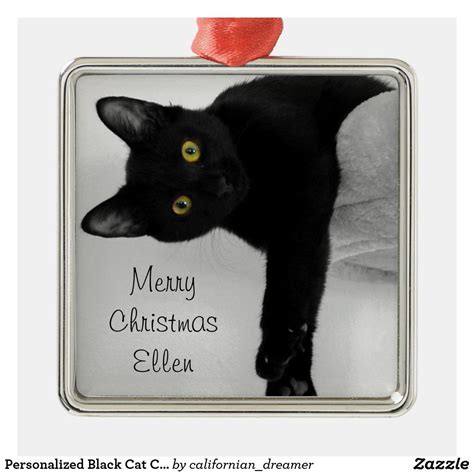 Personalized Black Cat Christmas Metal Ornament In 2020