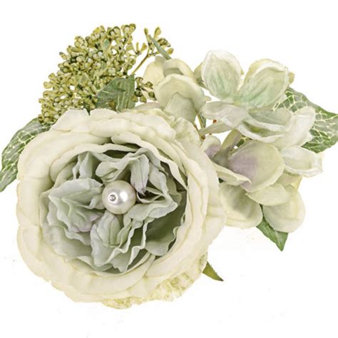 Pearl Wedding Artificial Flowers Candle Rings Sage Green Artificial