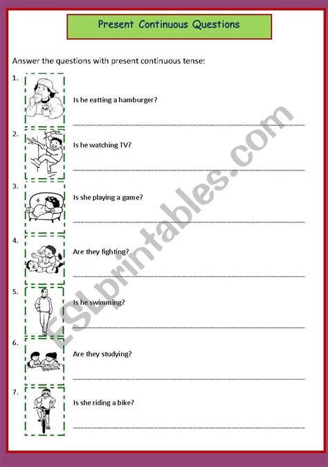 Present Continuous Yes No Questions Worksheet
