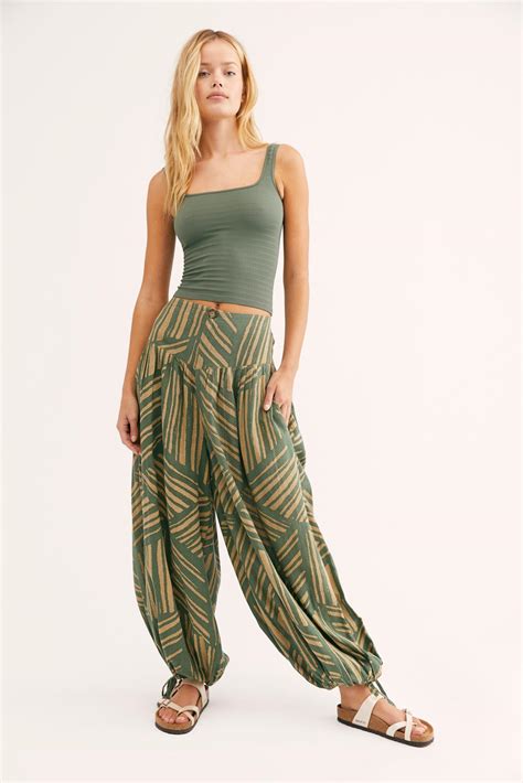 Free People Matchmaker Balloon Pants In Army Combo Green
