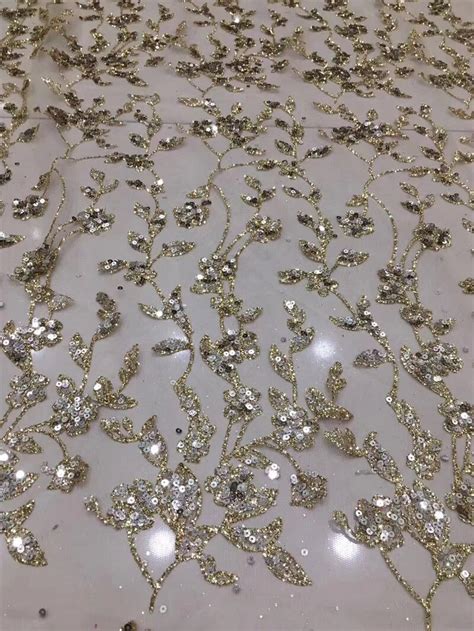 Glued Glitter Tulle Lace Fabric For Wedding Dress French African