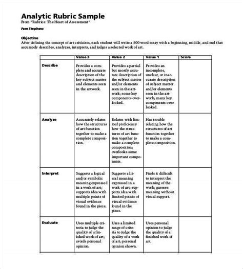 Rubric Template 46 Free Word Excel Pdf Format