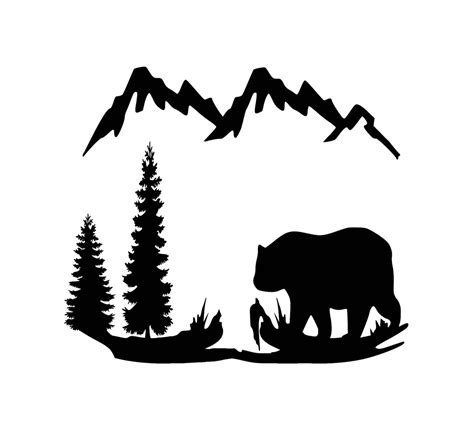 Bear And Mountains Instant Download Svg Png Eps Dxf  Etsy