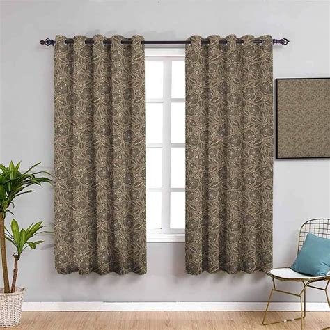 Songdayone Brown Blackout Curtain Curtains 72 Inch Length Leaves And
