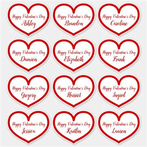 Cute Red Heart Kids Names Valentines Day Classroom Zazzleca