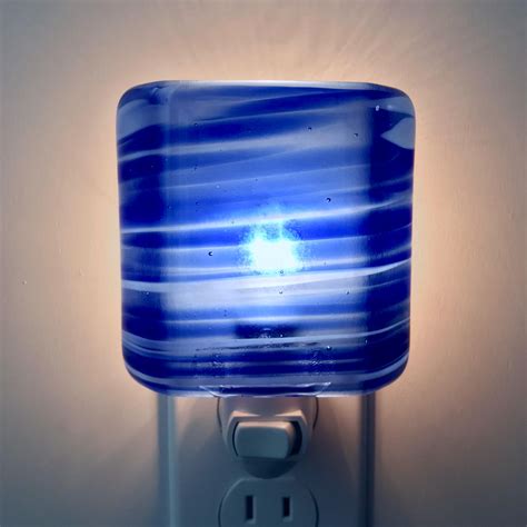 Glass Night Light Cobalt Blue And White Streaky Fused Glass Kitchen