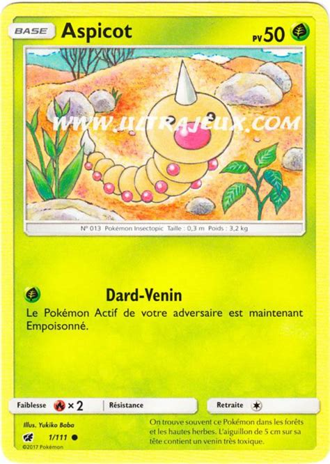 Aspicot 1178 Carte Pokémon Cartes à Lunité Français Ultrajeux